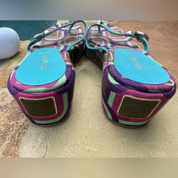 PRADA studded sandals with grommets beautiful blues and pinks size 9 (39 EU) - Picture 10 of 13